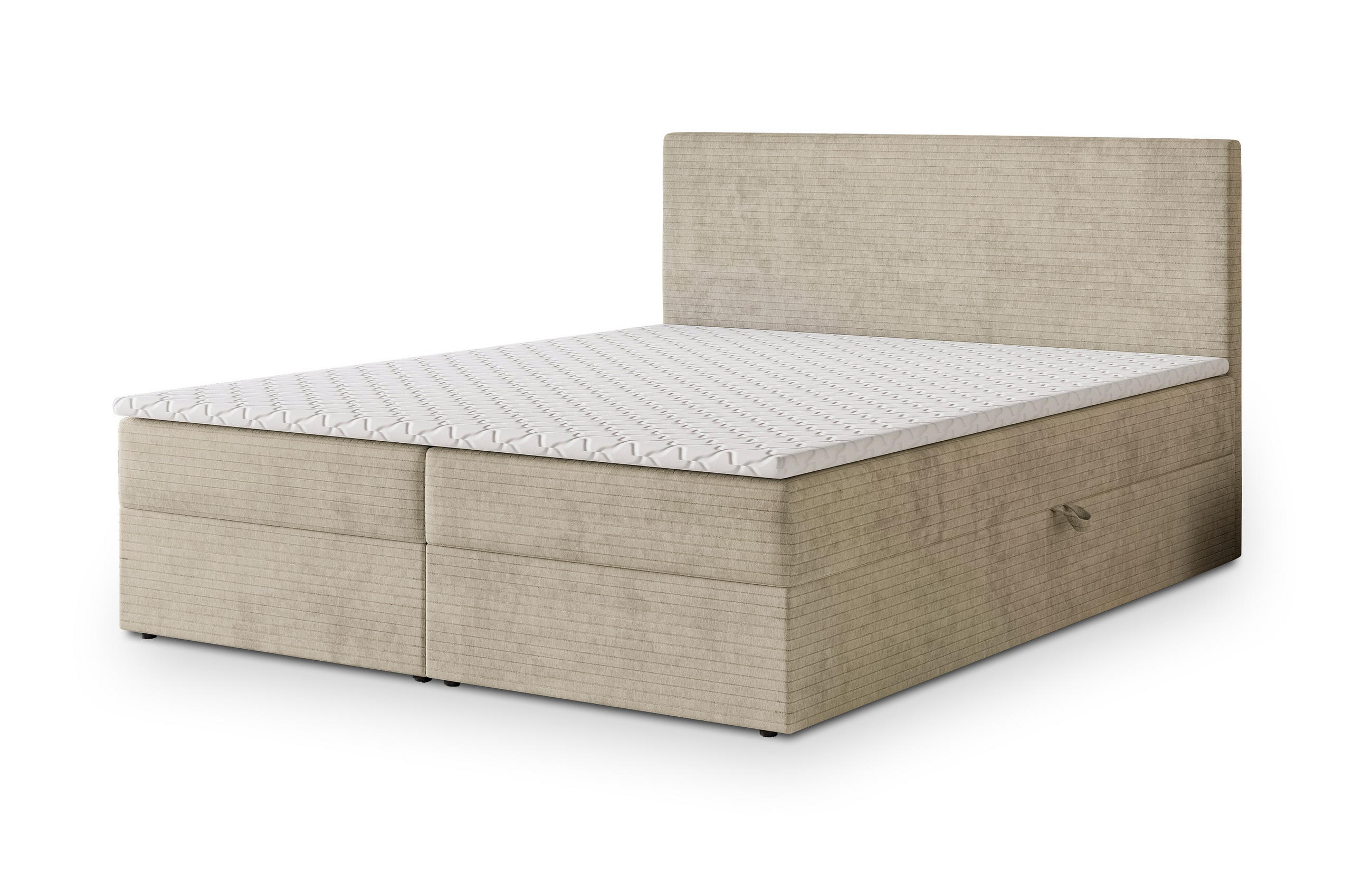 BOXBETT NIRA 140x200 cm mit Matratze und Topper - Creme - Creme, Holz (140/200cm) - MASSENO