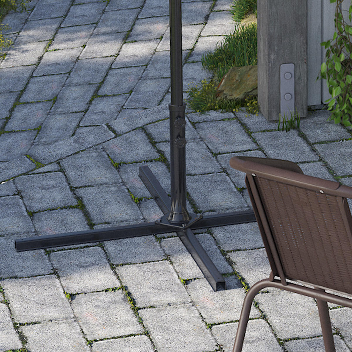 SONNENSCHIRM-KREUZSTÄNDER aus Edelstahl in Schwarz wetterfest standfest und robust 70 × 4,5 cm 2kg - Schwarz, Metall (70/70cm) - Livingandhome