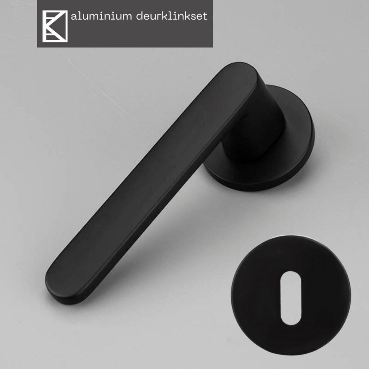 TÜRGRIFF Matt Schwarz mit Schlüsselrosette Set mit Schrauben Rückholfeder - Schwarz, Metall (5/5/14cm) - MCBOSON