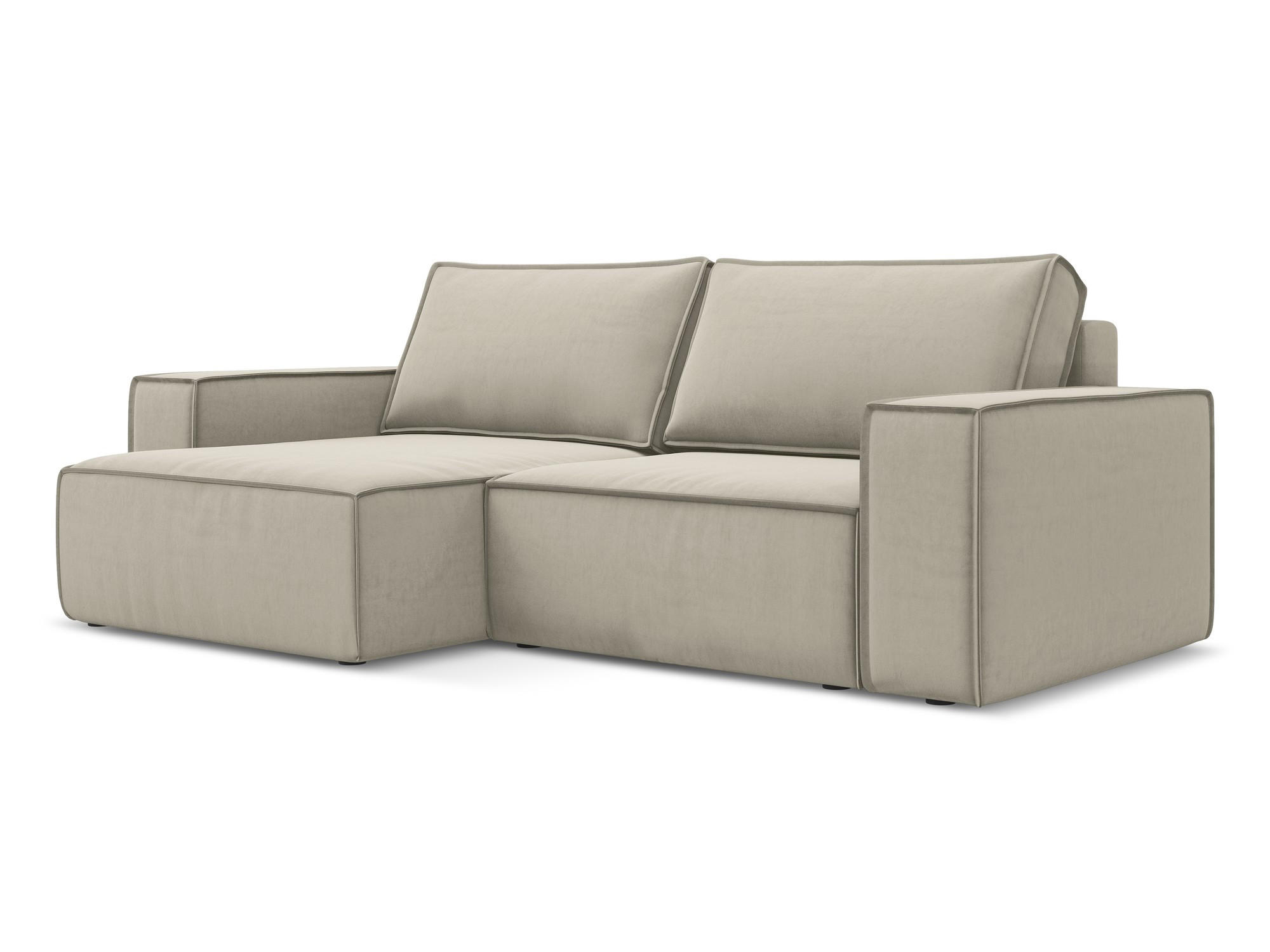 ECKSOFA mit Schlaffunktion Samt Stoff Creme - Perlmutt/Creme, Kunststoff/Textil (148/257cm) - Makamii