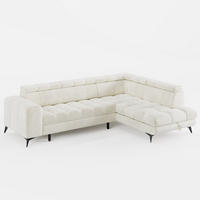 ECKSOFA CANDY CANE Rechts Creme Velours-Stoff mit Schlaffunktion und Bettkasten - Creme, Textil (264/192cm) - Barchello