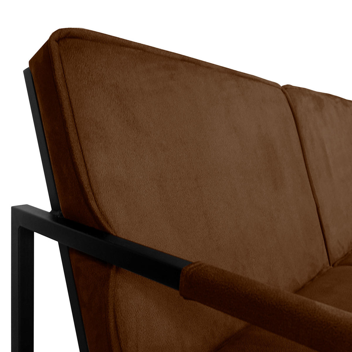 3-SITZER SOFA - Strukturstoff - Dunkelbraun, Textil/Metall (185/74/82cm) - home24