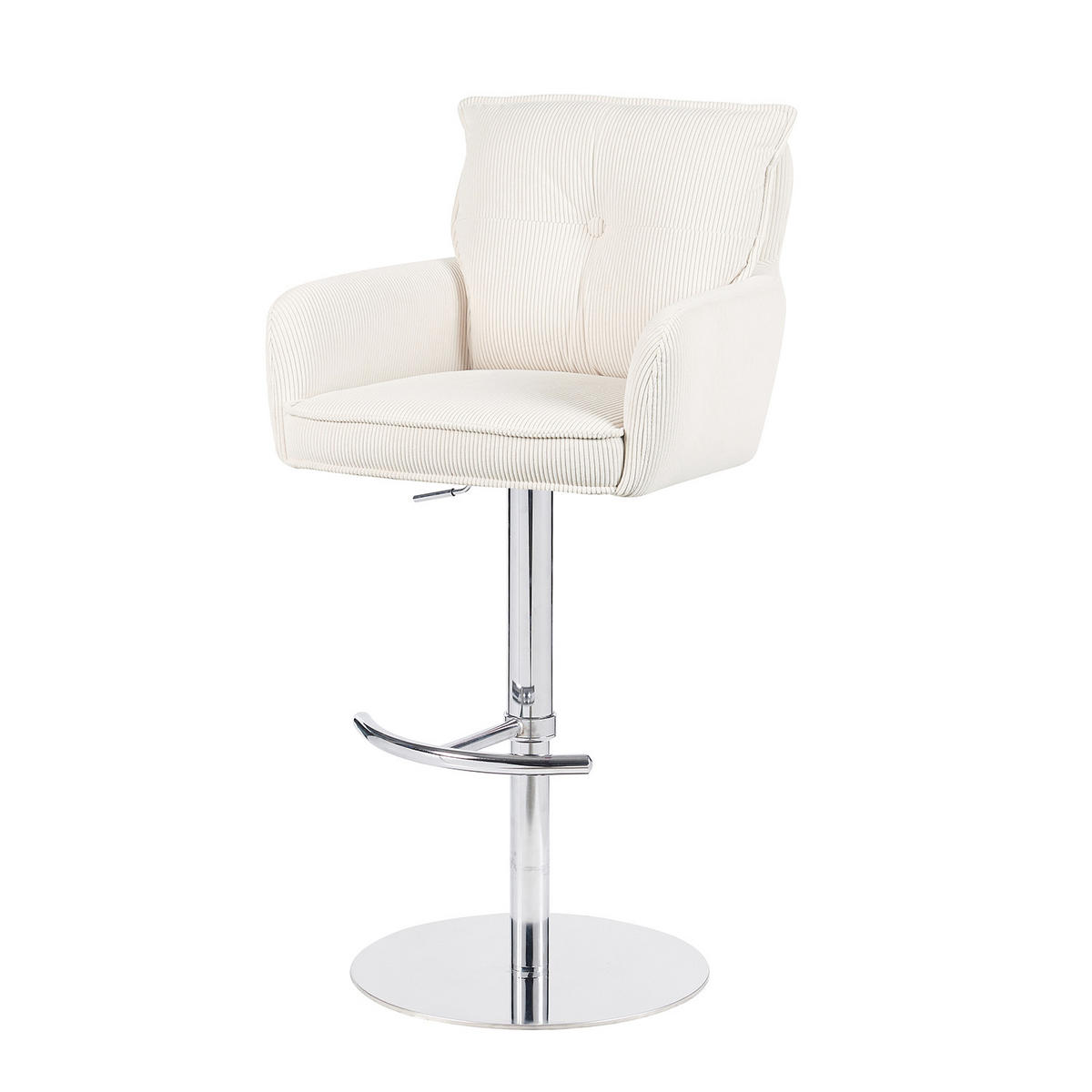 BARHOCKER Kira 2er-Set - Chromfarben/Creme, Textil/Metall (55/95/58cm) - DUBI Möbel