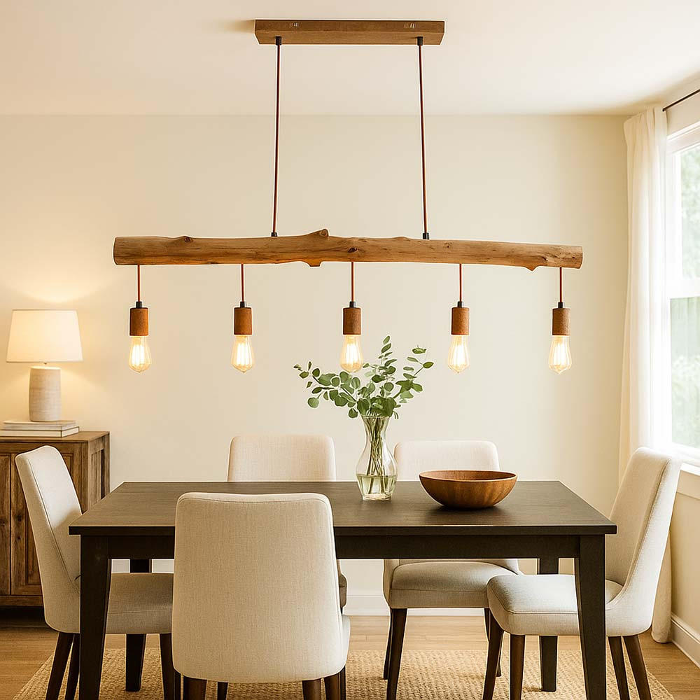 LED HÄNGELEUCHTE Holzbalken Braun - Braun, Holz (100/8.5/140cm) - Globo Lighting