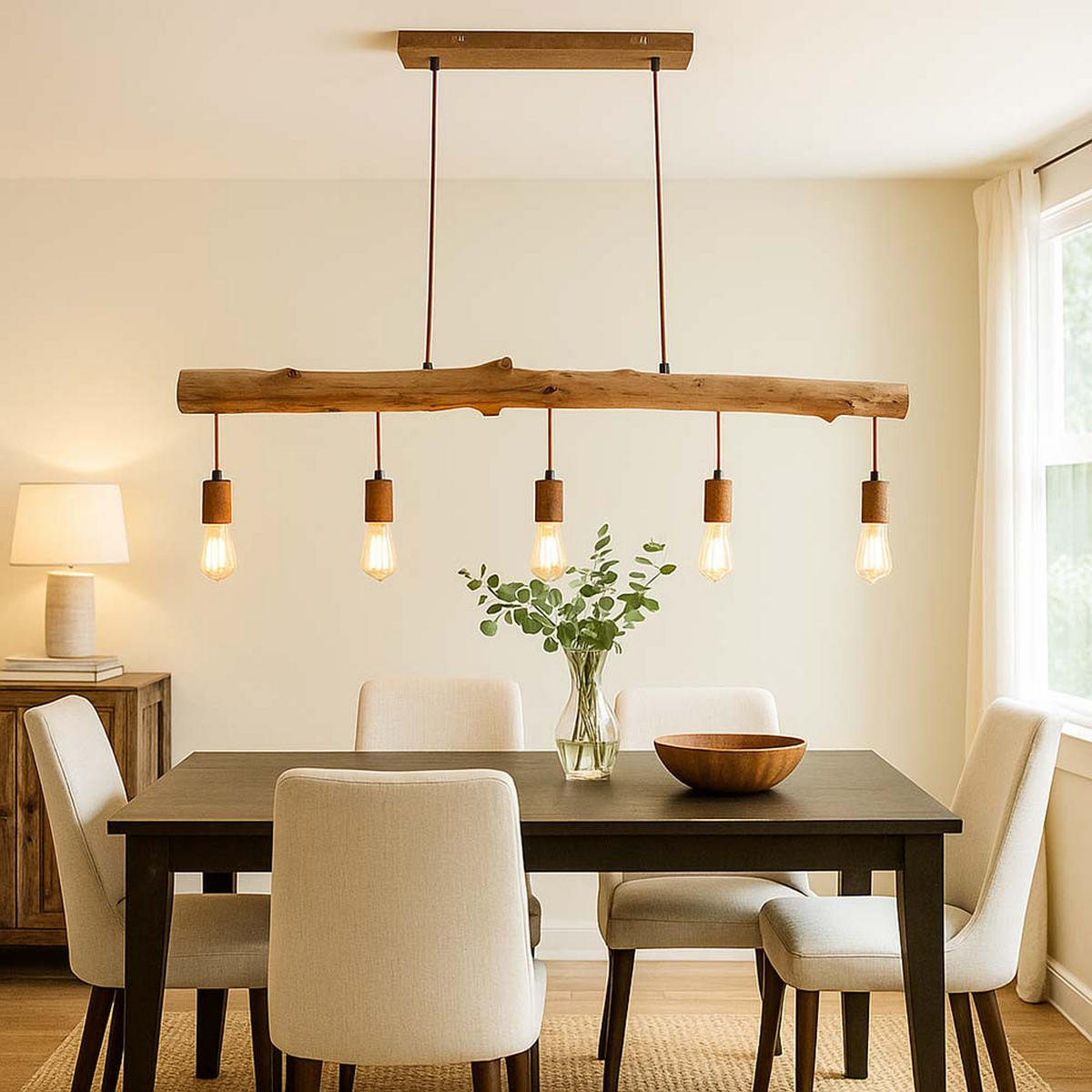 LED HÄNGELEUCHTE Holzbalken Braun - Braun, Holz (100/8.5/140cm) - Globo Lighting