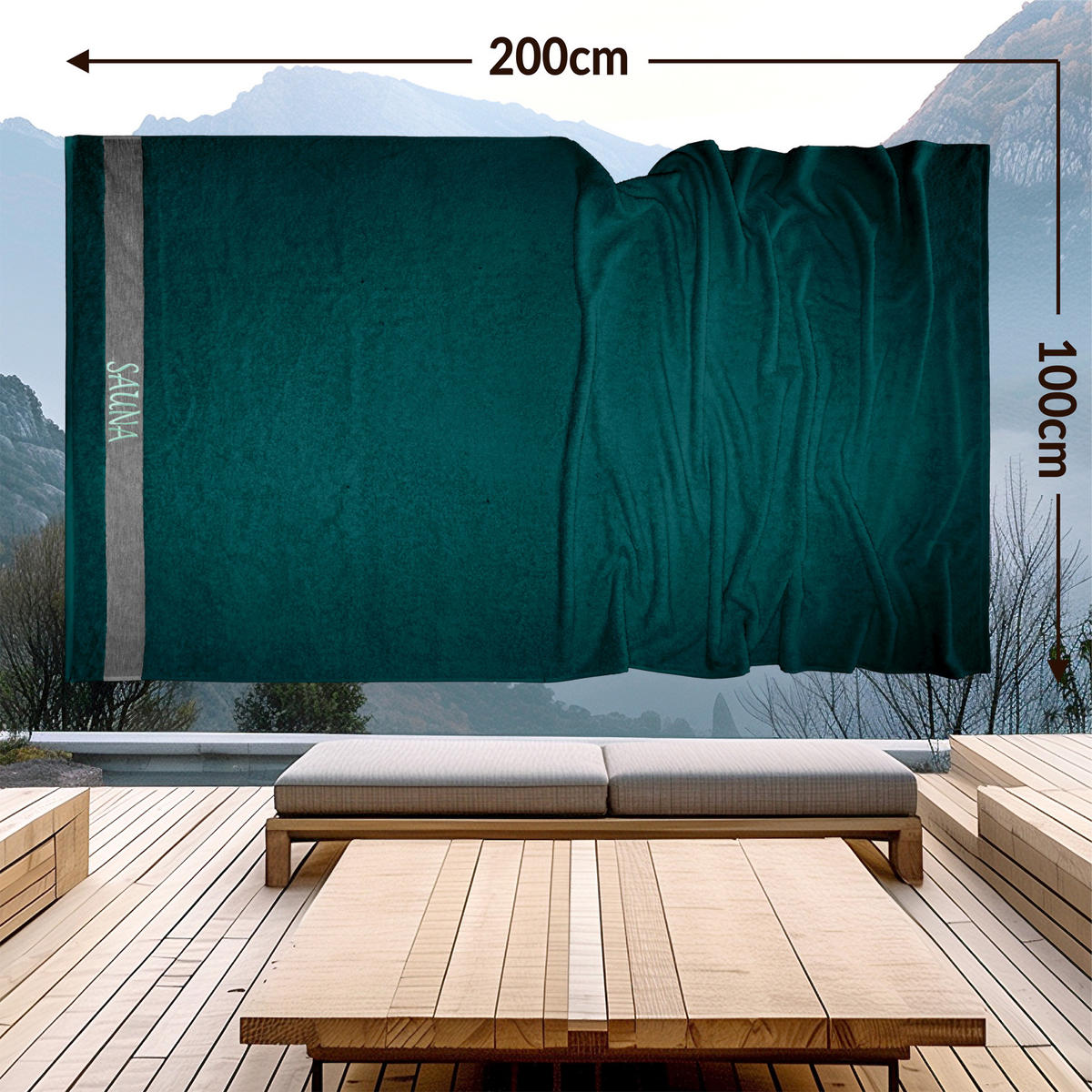 SAUNAHANDTUCH Lima Opalgrün 100x200 cm - Opal, Naturmaterialien (100/200cm) - Lashuma