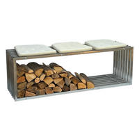 KAMINHOLZREGAL Innen Edelstahl Metall 96429 150 cm - Schwarz, Metall (150/50/40cm) - DanDiBo