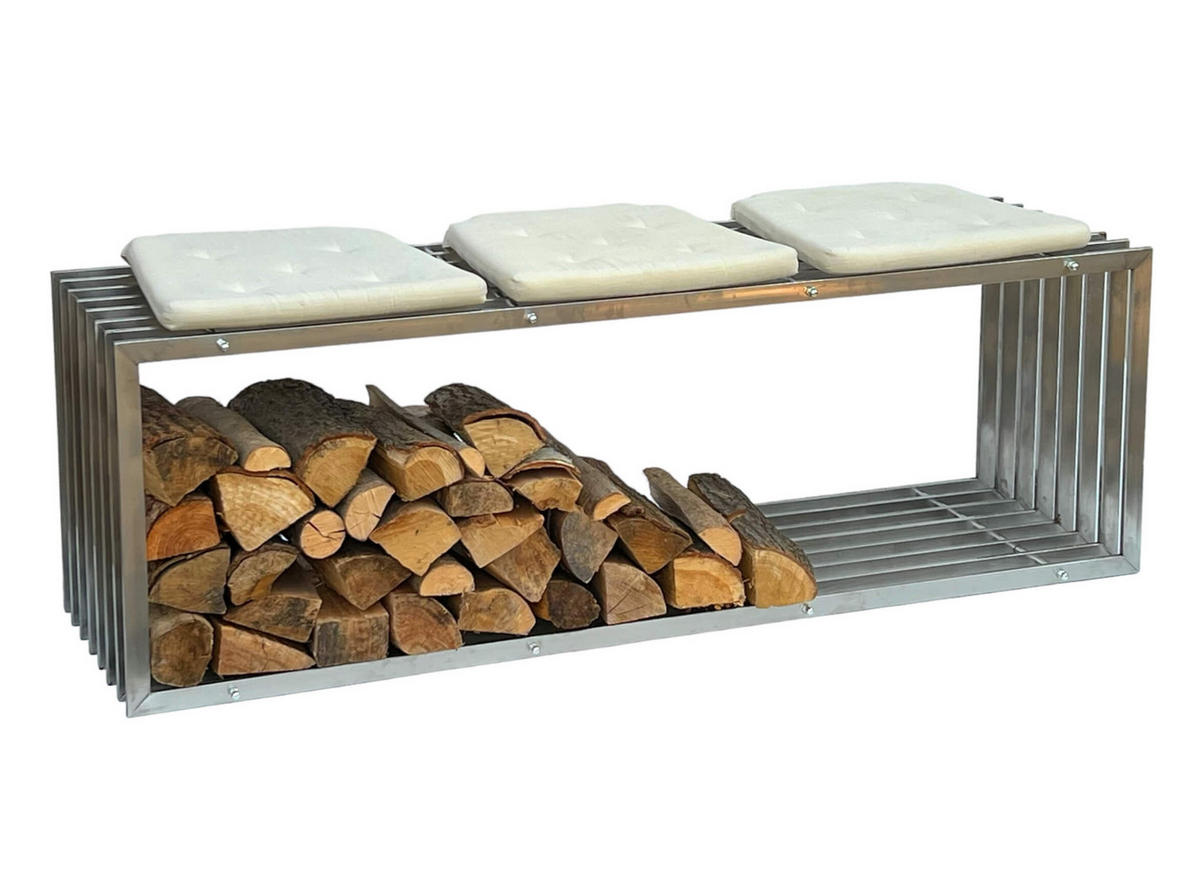 KAMINHOLZREGAL Innen Edelstahl Metall 96429 150 cm - Schwarz, Metall (150/50/40cm) - DanDiBo