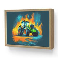 DOBÍJECÍ NOČNÍ LAMPIČKA Abstrakt - Traktor - Zelený 40x30 cm - tmavě modrá, kompozitní dřevo (8/40/30cm) - OnlyWow