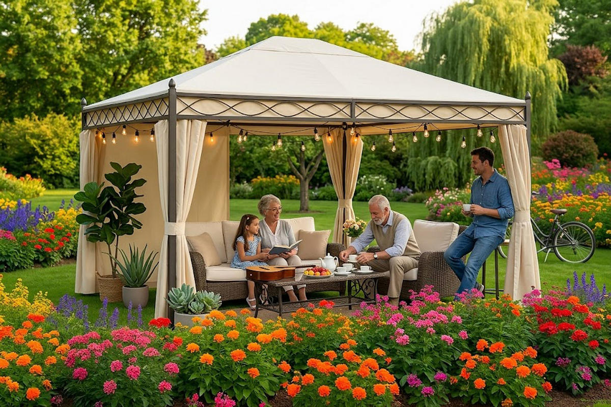 ERSATZDACH für Pavillon Rimini, Pavillondach 300x400cm, PVC-beschichtet, Farbe: écru - Naturfarben, Kunststoff (400/0.3/300cm) - TPFGarden