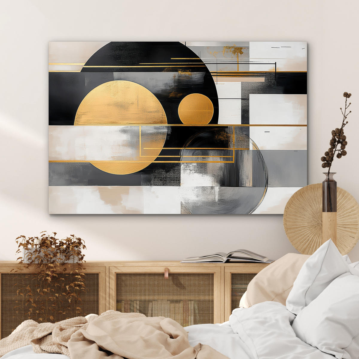 METALLBILD Abstrakt - Gold - Silber - Formen - Ästhetisch - Modern 90x60 cm - Goldfarben, Metall (90/60cm) - MuchoWow