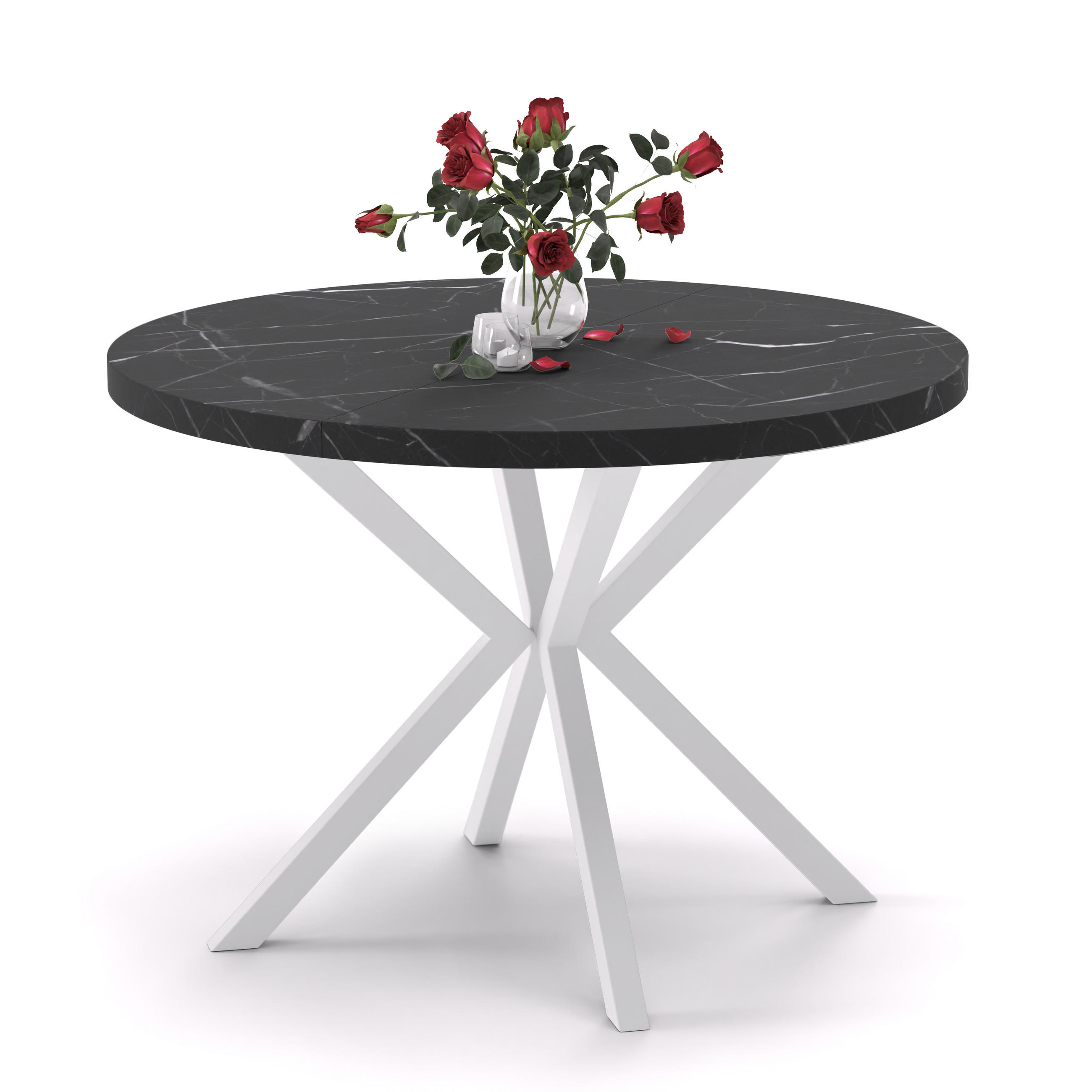 AUSZIEHTISCH MILTON 100-176/76 cm mit Metallgestell, Weiß / Grigia Pietra - Weiß/Grau, Holzwerkstoff/Metall (100/100/76cm) - Idohome