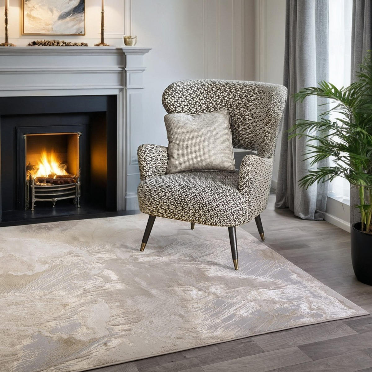 TEPPICH Hochglanz Marmoroptik Abstrakt Muster COMO-Nesso, Gold 120x170 cm - Goldfarben, Textil (120/170cm) - KADIMA DESIGN