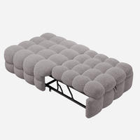 SCHLAFSOFA 183/76/42 cm Grau 2-in-1 Schlafsofa aus Teddy-Stoff mit Fußhocker - Grau, Textil (76/42/183cm) - OKWISH