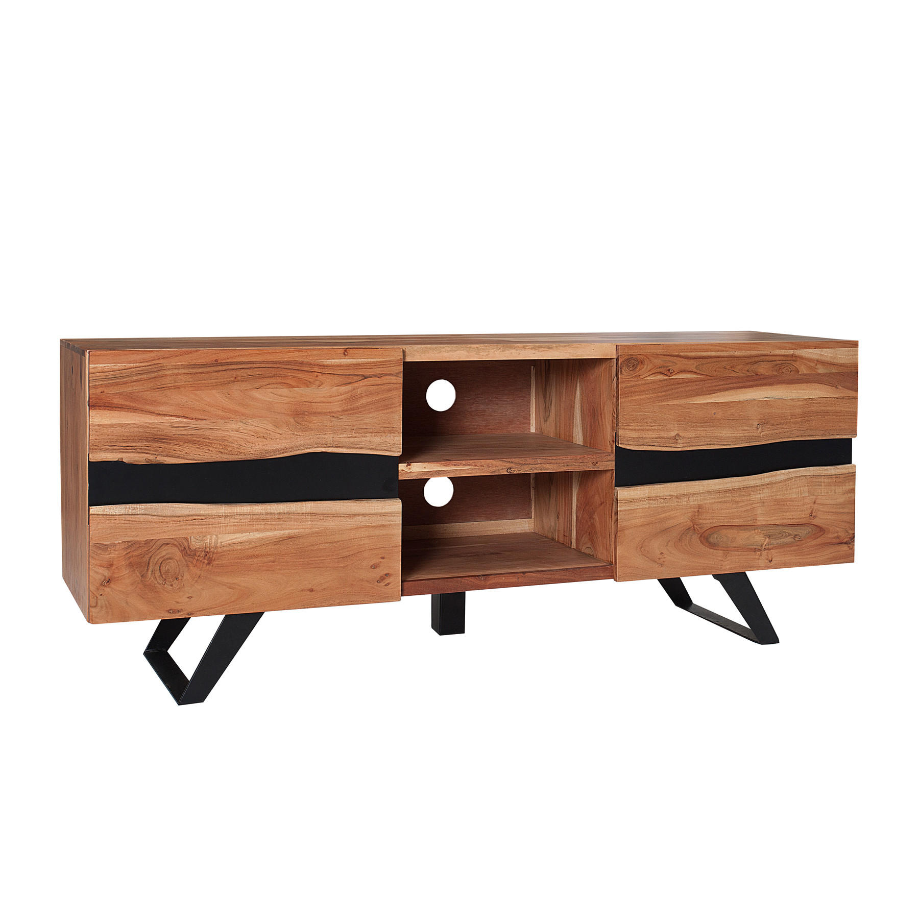 riess-ambiente Tv-Lowboard Braun, Schwarz 160x65x43 cm