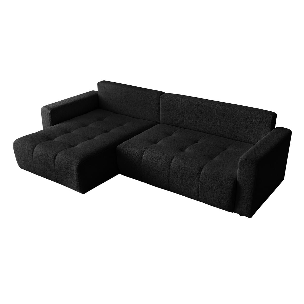ECKSOFA WALONGO mit Schlaffunktion, Schwarz - Schwarz, Textil (261/143cm) - Fedve