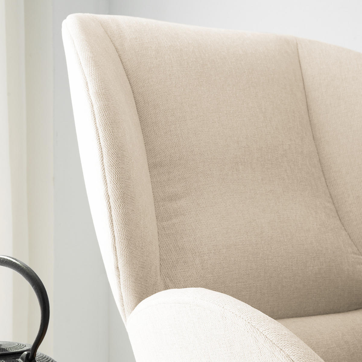 SESSEL - Beige/Schwarz, Eichenholz/Textil (82/102/90cm) - home24