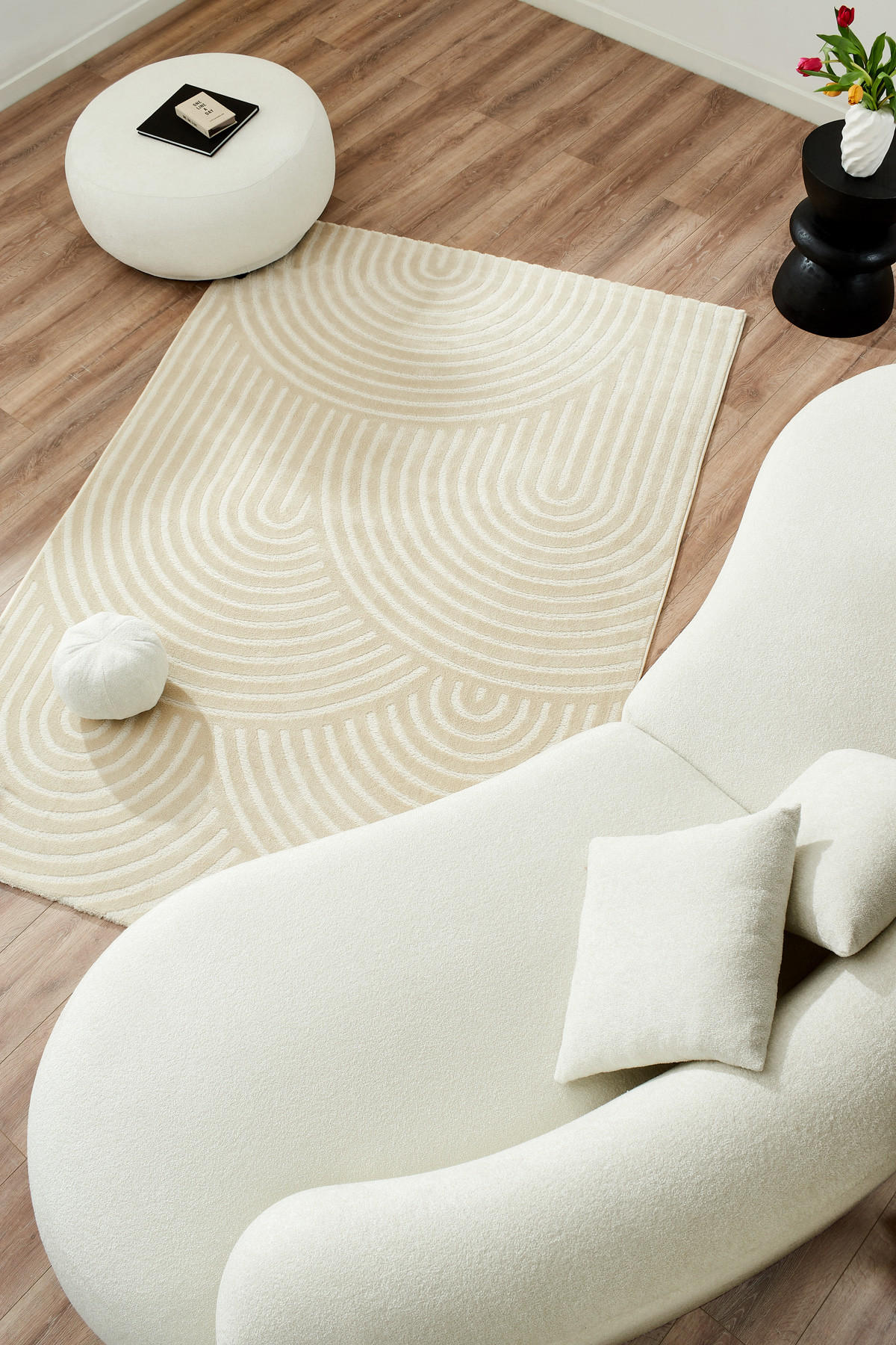 TEPPICH mit geometrischem Muster Bianca Creme 120x160 cm - Creme, Textil (120/160cm) - Nazar Rugs