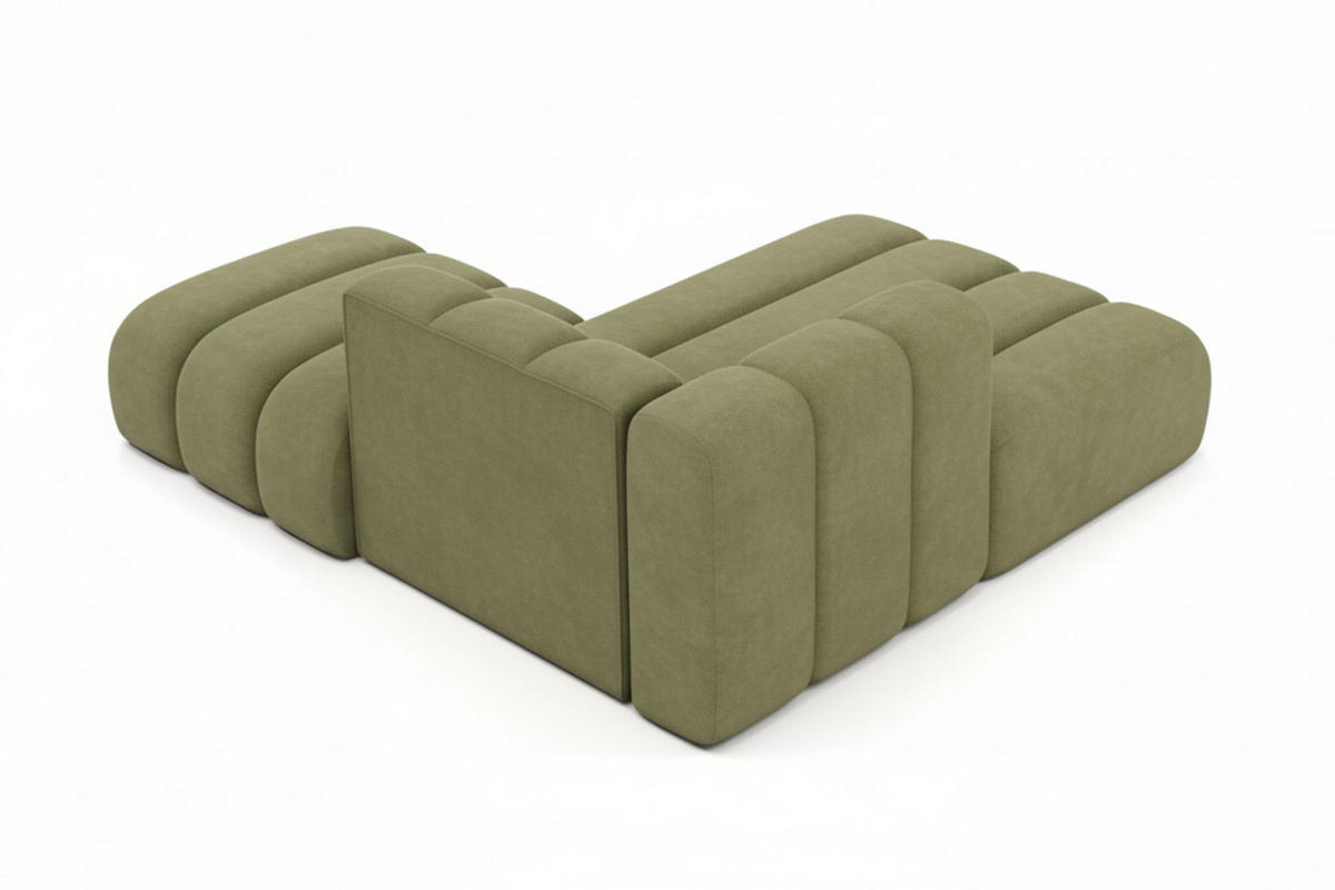 CHAISELONGUE Mit Hocker Grand, Veloursstoff Salvador, Olive, Rechts - Olivgrün, Holz (204/179cm) - Kaiser Möbel