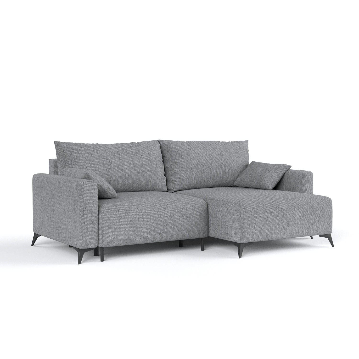 ECKSOFA NUVIO mit Schlaffunktion Grau im Neve Stoff - Schwarz/Grau, Holz/Holzwerkstoff (239/148cm) - AltaBeds