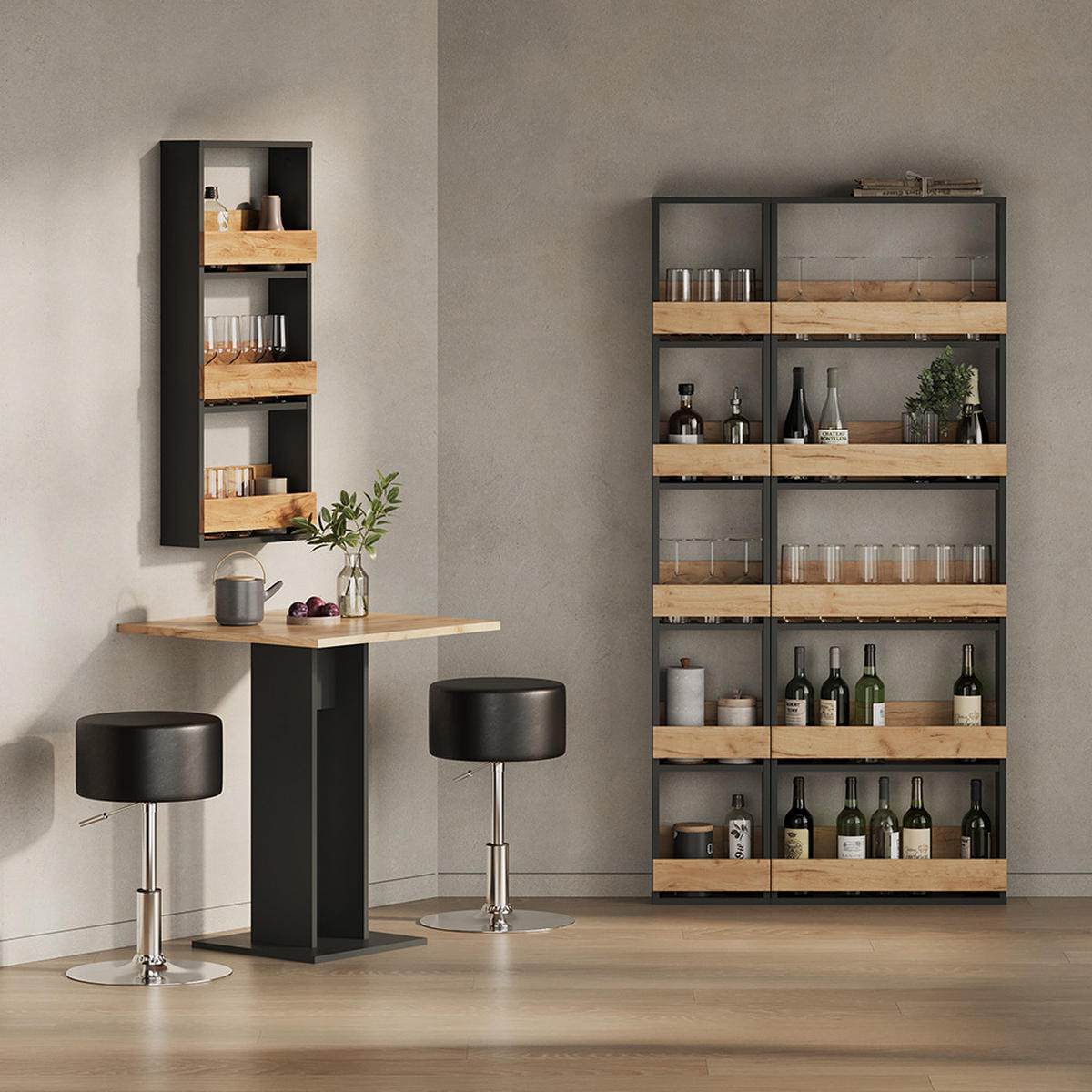 ESSTISCH Regusa Anthrazit 65 x 78 cm - Anthrazit, Holzwerkstoff (65/65/78cm) - Livinity®
