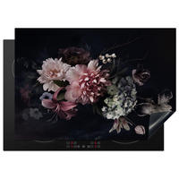 HERDABDECKPLATTE Blumen - Vintage - Pastell - Rosa - Weiß 75x52 cm - Altrosa, Kunststoff (75/0.2/52cm) - MuchoWow