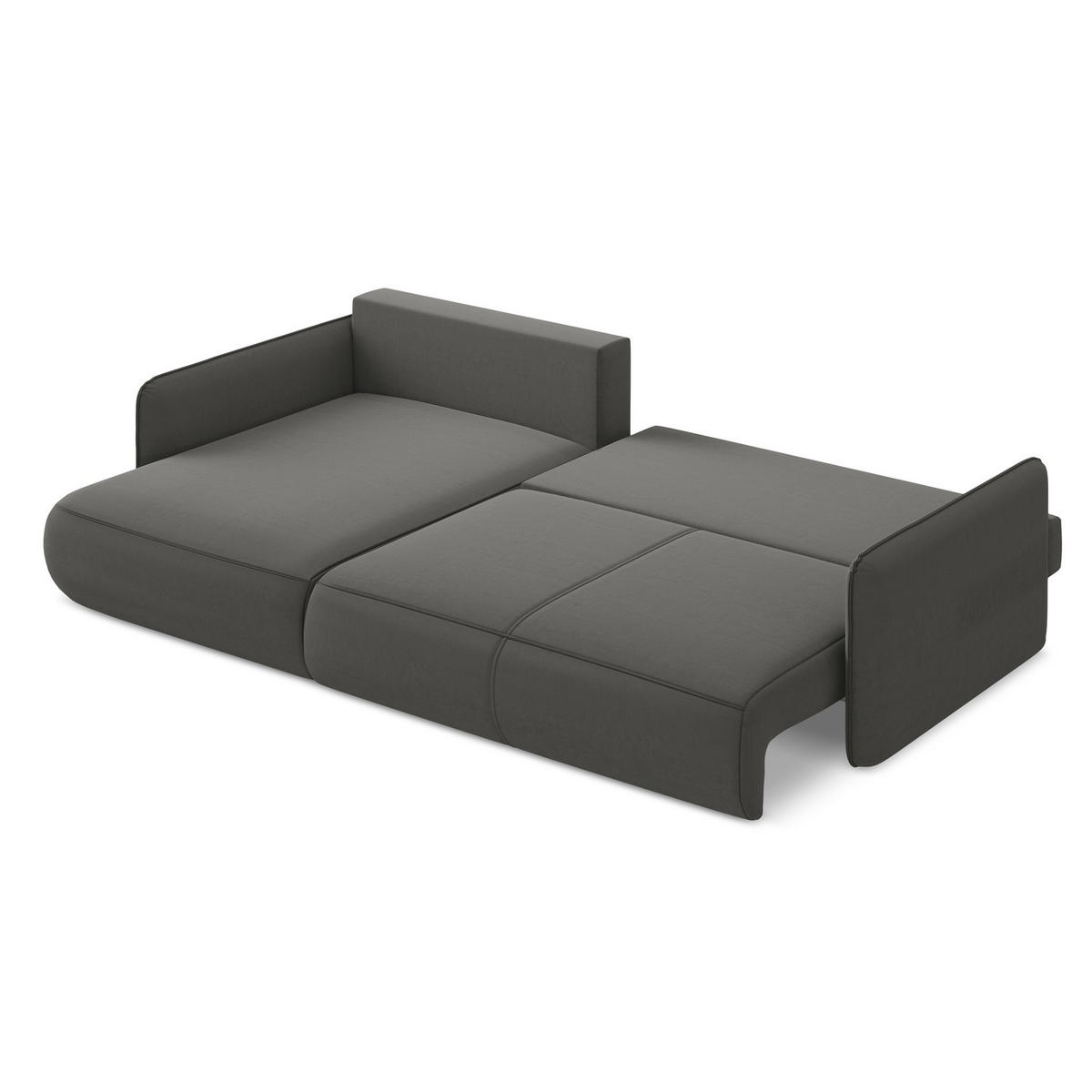 ECKSOFA mit Schlaffunktion Samt Stoff Grau - Dunkelgrau/Schwarz, Kunststoff/Textil (148/240cm) - LaMiaSofa