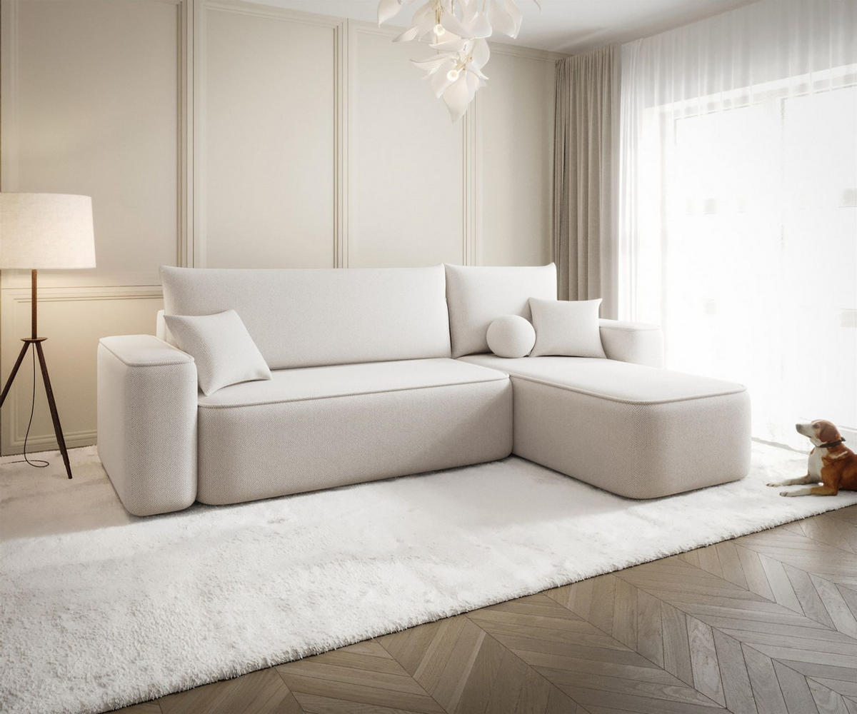 ECKSOFA Agepo In Curio - Creme, Holzwerkstoff/Textil (250/150cm) - Fun Möbel