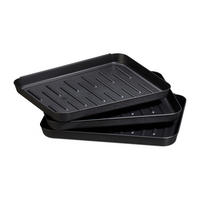 SCHUHABTROPFSCHALE Schwarz 3er-Set Kunststoff - Schwarz, Kunststoff (35/27cm) - Relaxdays
