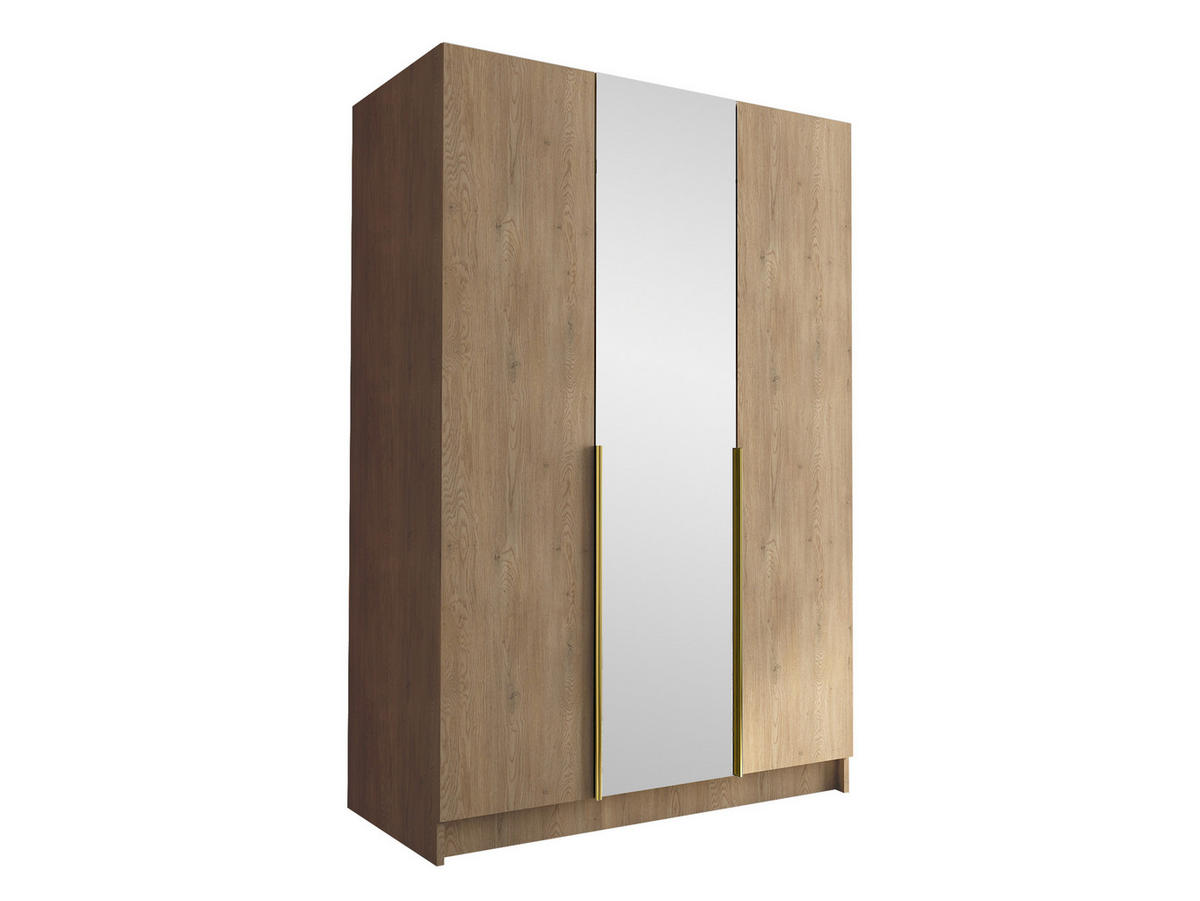 KLEIDERSCHRANK Calia II - Eichefarben/Goldfarben, Holzwerkstoff/Metall (150/215/58cm) - MIRJAN24