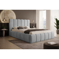 POLSTERBETT Vilo 200x200 mit Bettkasten und Stabilem Metallgestell - Hellgrau, Textil (200/200cm) - Storez24