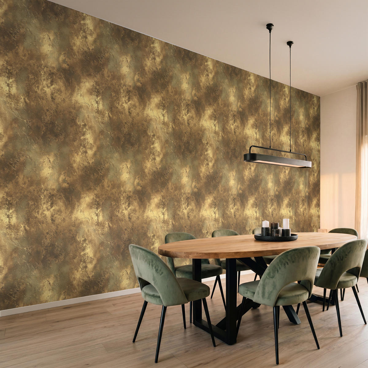 TAPETE - Antik - Metallic-Look - Gold - 500x200 cm - Messingfarben, Papier (500/200cm) - OnlyWow
