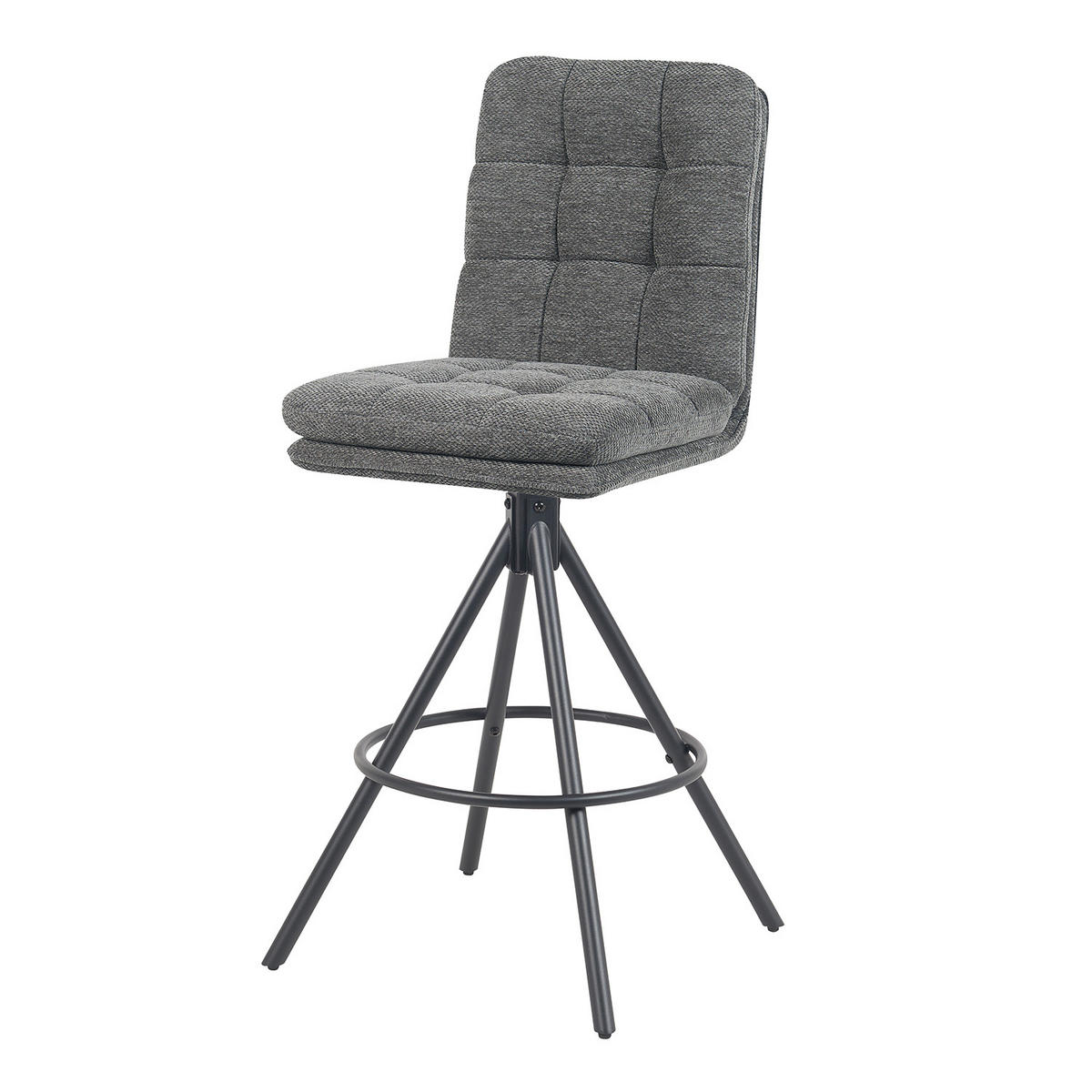 BARHOCKER Tayo - Schwarz/Grau, Textil/Metall (46/106/57cm) - DUBI Möbel