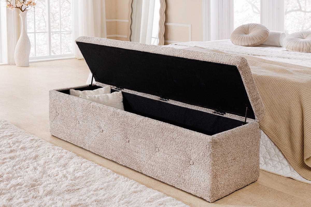 SITZBANK EXTRAVAGANCIA Bouclé Greige 140 cm - Greige, Textil (140/40/40cm) - riess-ambiente