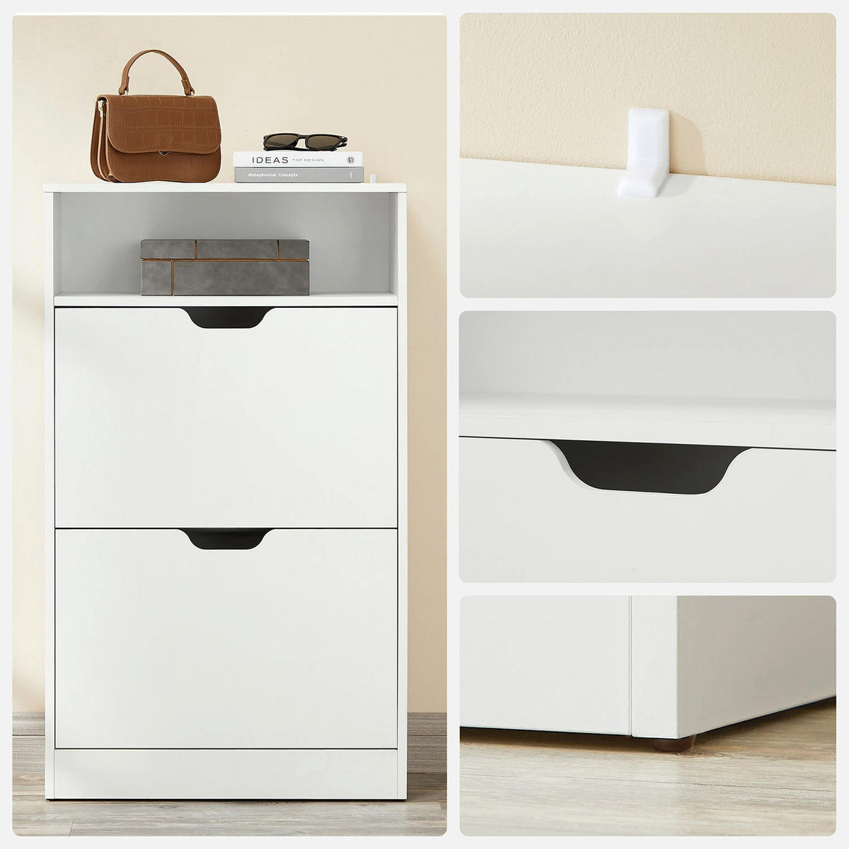 SCHUHSCHRANK SCHUHAUFBEWAHRUNG - Weiß, Holzwerkstoff (24/102/60cm) - Hansiro