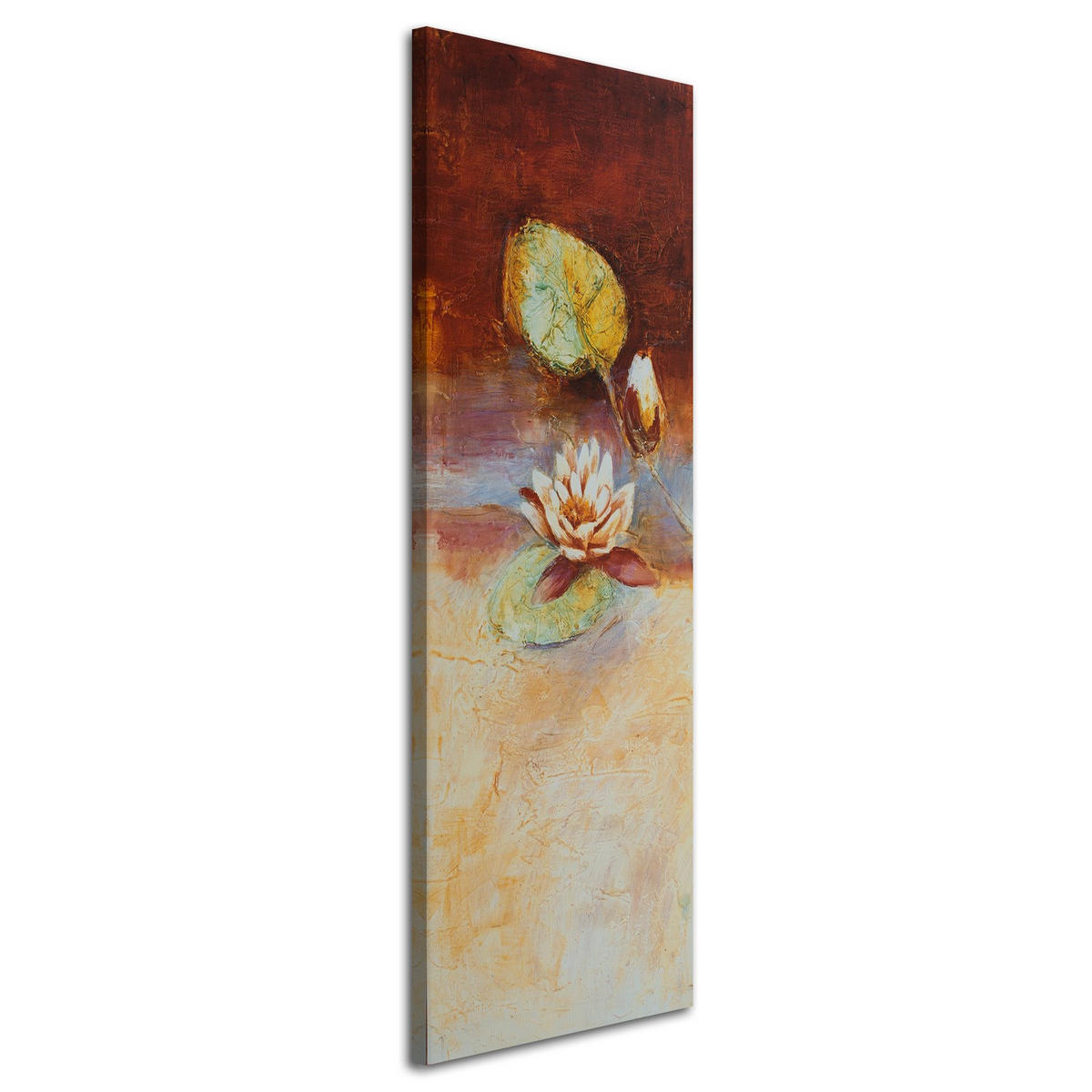 WANDBILD seerosenblüte wie handgemalt - Orange, Textil (30/90cm) - Feeby