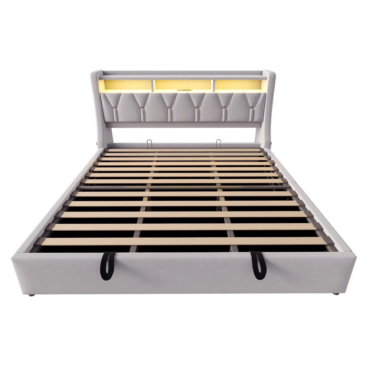 POLSTERBETT mit Stauraum 180x200 cm Samt Light Gray - Hellgrau, Metall (180/200cm) - Meubliv