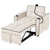 SOFA 3in1 Ausziehbar Schlaffunktion Getränkehalter Handyhalter Kleinraum - Beige, Holz (75.57/23.5/52.71cm) - FLIEKS