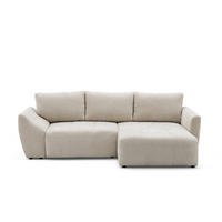 ECKSOFA NICE L Rechts mit Schlaffunktion 137x204 Chenille Beige - Beige/Schwarz, Holz/Textil (165/260cm) - Muffo