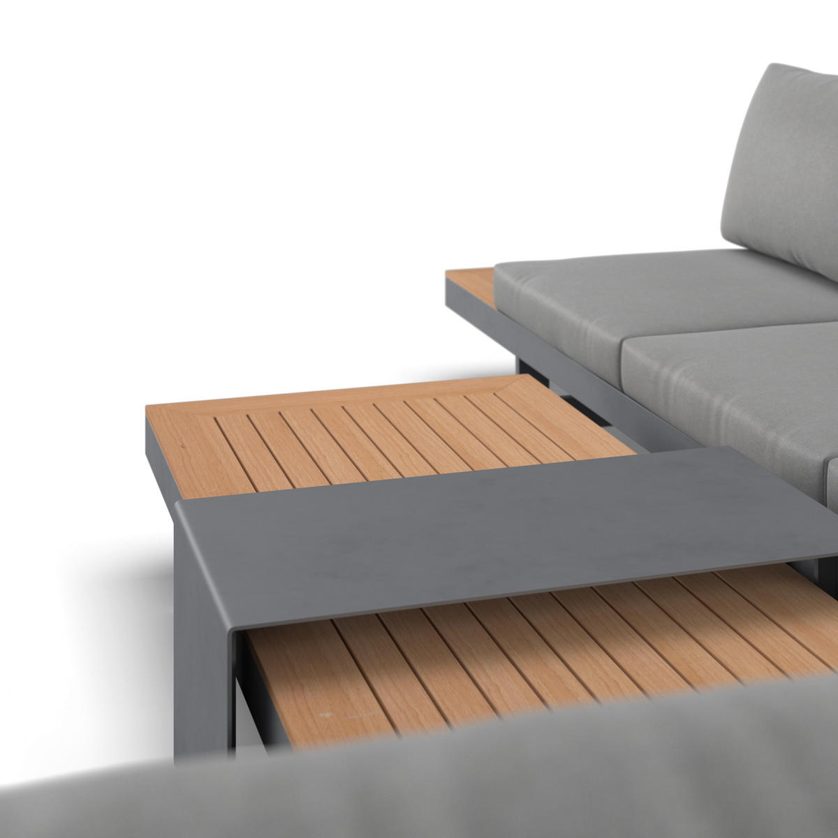 LOUNGEGARNITUR Sabrina Grau Metall/Outdoorstoff - Grau, Metall - Bessagi Garden