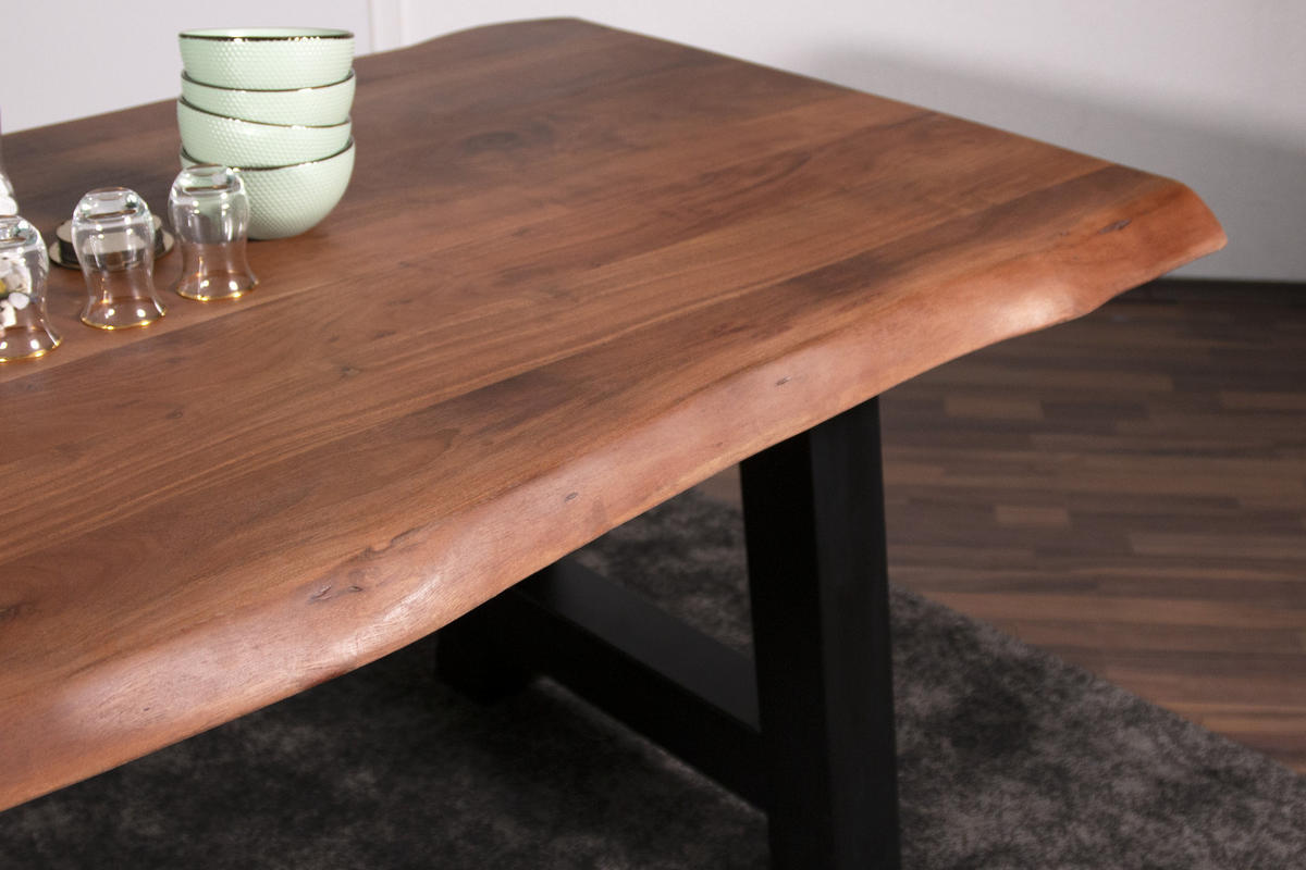 ESSTISCH CALI - Schwarz/Braun, Holz/Metall (100/220/77cm) - SAM