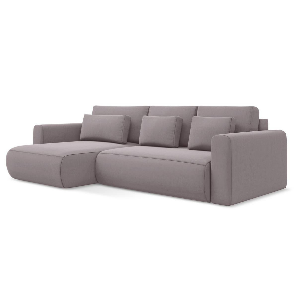 ECKSOFA mit Schlaffunktion Samt Stoff Violett - Lila/Flieder, Kunststoff/Textil (149/278cm) - LaMiaSofa