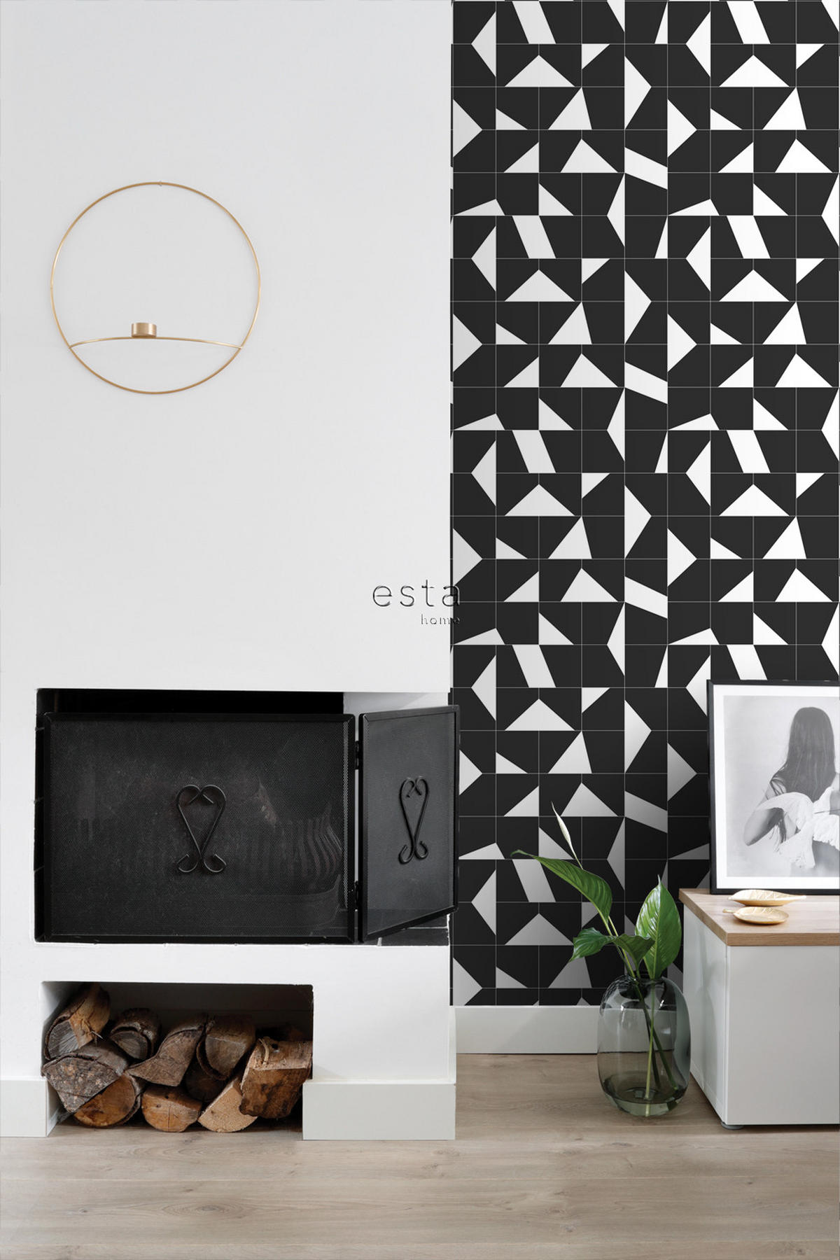 TAPETE Fliesenmuster 53 cm x 10.05 m - Schwarz, Papier (53/1000cm) - ESTAhome