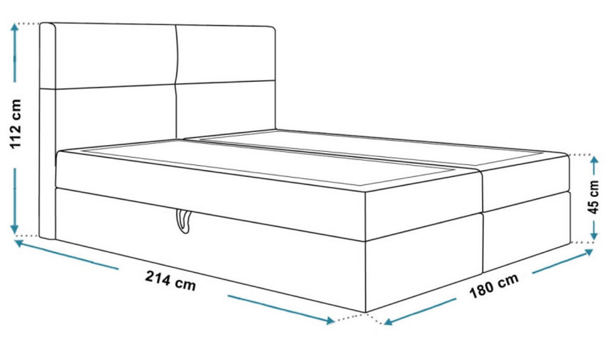BETT Blau FOX 3 Kontinentalbett 180x200 cm - Blau/Schwarz, Textil (180/200cm) - Sepro Meble