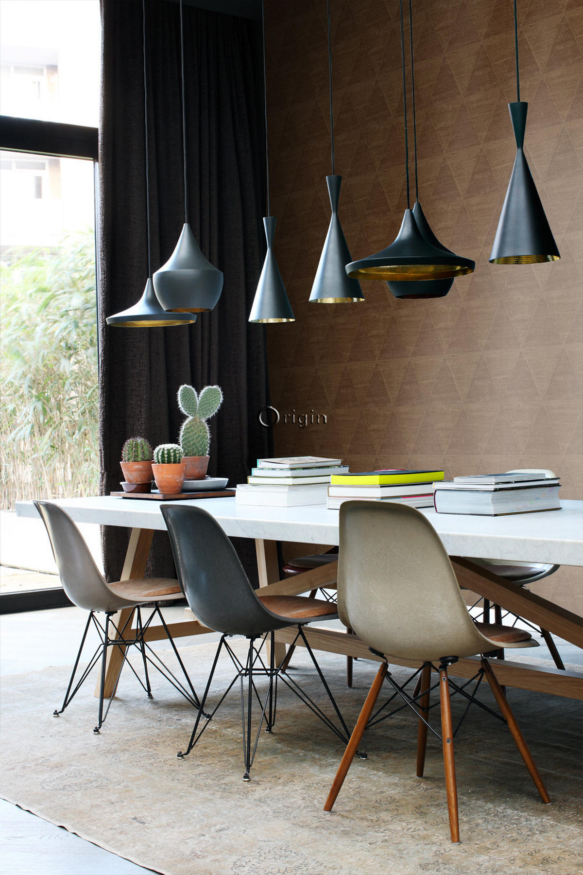 TAPETE verwitterte Metalldreiecke 53 cm x 10.05 m - Braun, Papier (53/1000cm) - Origin Wallcoverings
