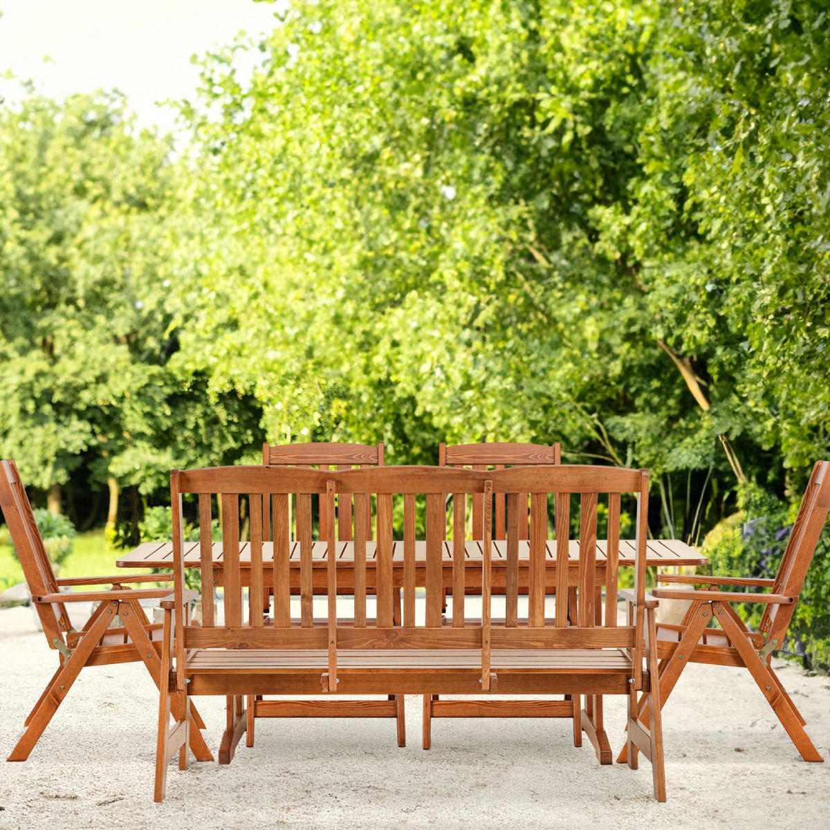 GARTENTISCH ALCES ausziehbar, aus massivem Kiefernholz, braun - Braun, Holz (160/90/73cm) - KONSIMO®