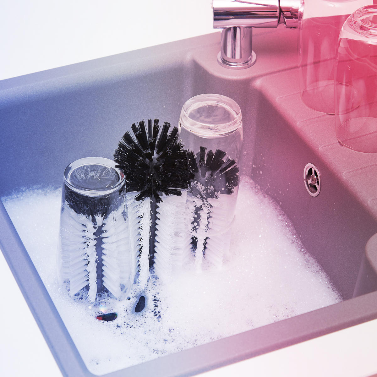 GLÄSERSPÜLBÜRSTE - Multicolor, Kunststoff (18.5/22/9.5cm) - Relaxdays