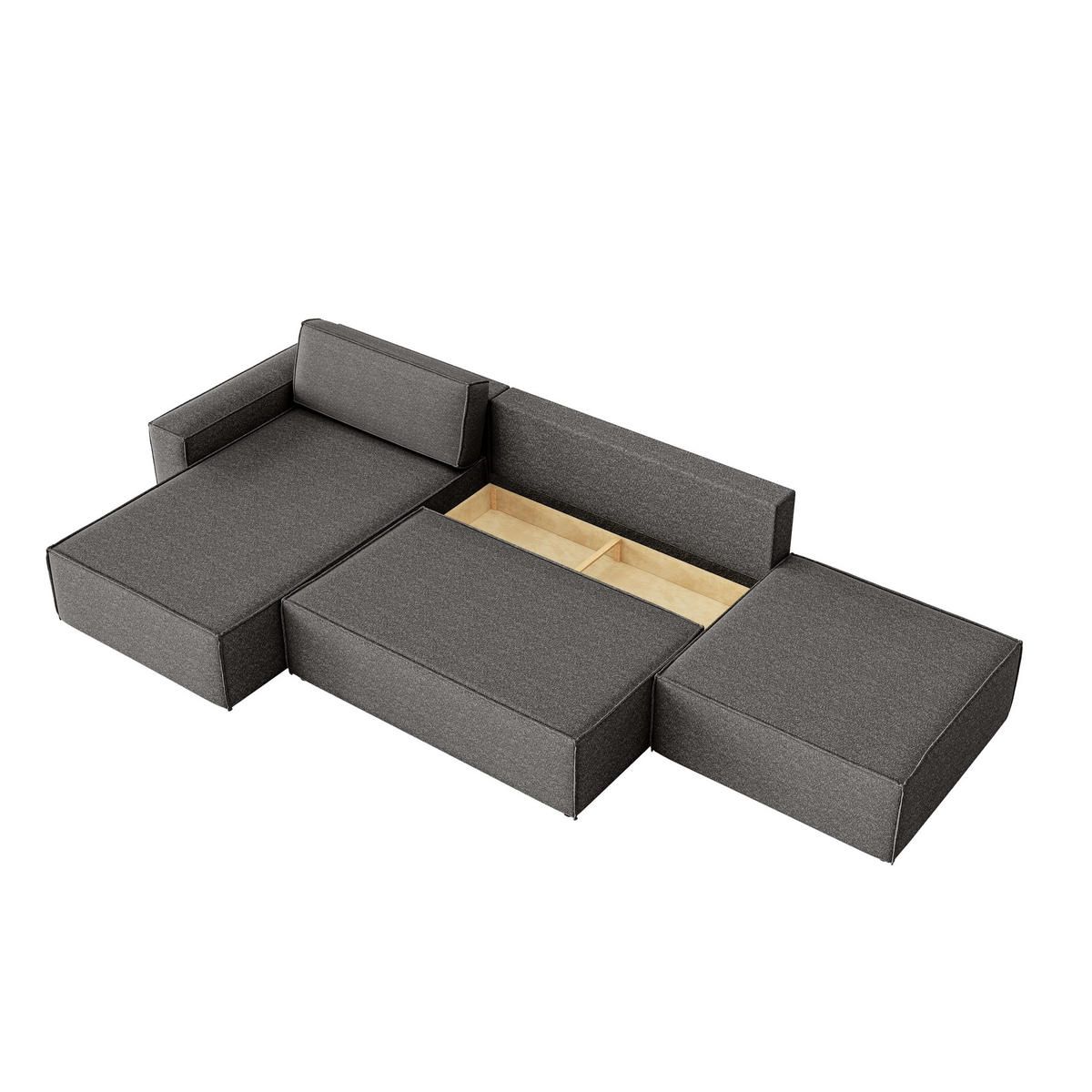 ECKSOFA Lummo La mit Schlaffunktion, Graphit - Graphitfarben, Textil (363/185cm) - Fedve