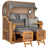 STRANDKORB XXL Düne Grande Teak Banana - Braun/Grau, Metall (142/170/95cm) - Mr. Deko