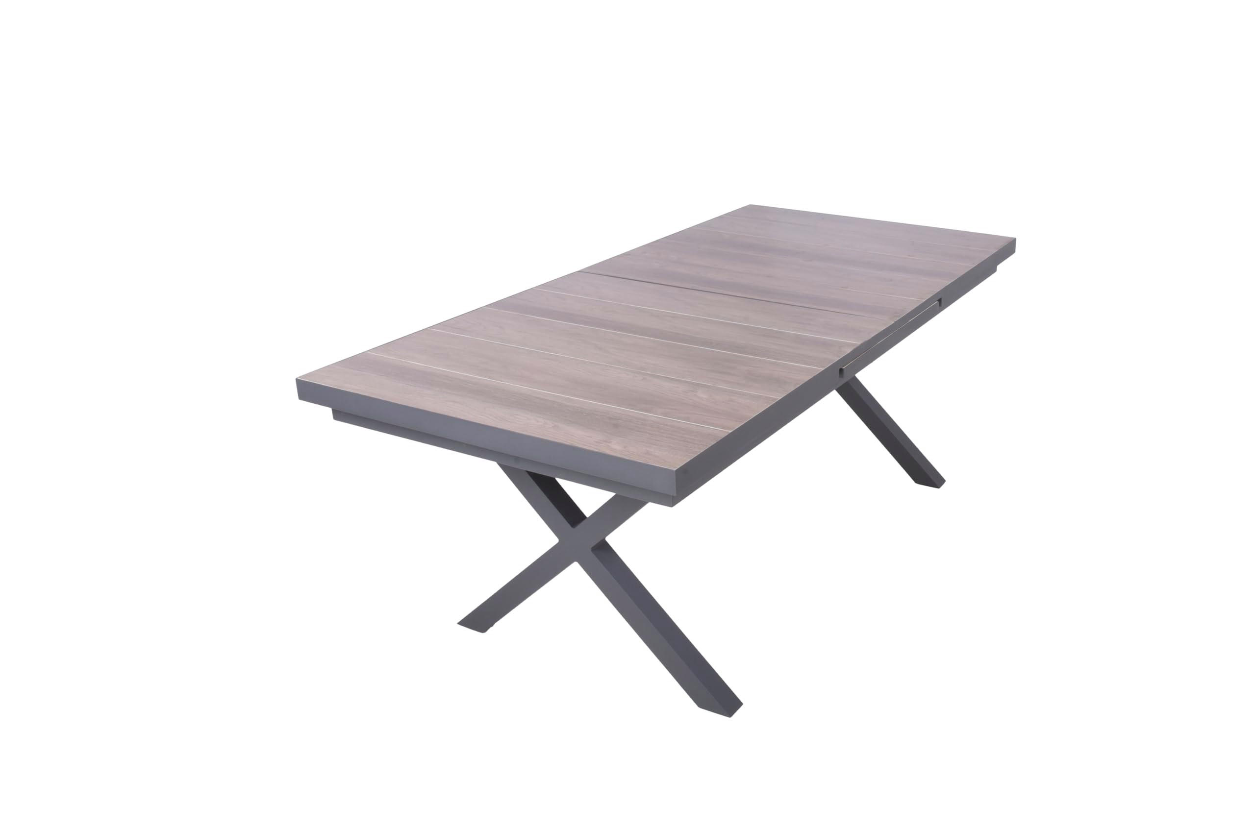 GARTENTISCH Luka Ausziehtisch - Dunkelgrau, Metall (200/100/77cm) - DELUKE